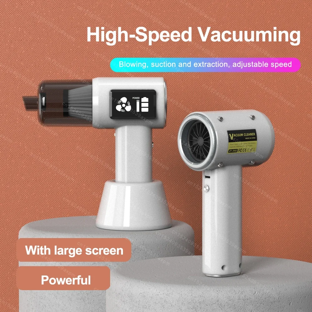 Mini Turbo Jet Fan Electric Air Duster Adjustable Speed Turbo Violent Blower USB Rechargeable With Light Car Cleaning Dryer