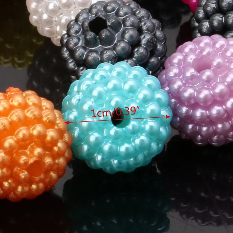 50JB 10mm 100pcs Acrylic Spaced Beads Colorful Bayberry Beads Round Loose Beads Fit Europe Beads For Jewelry Making