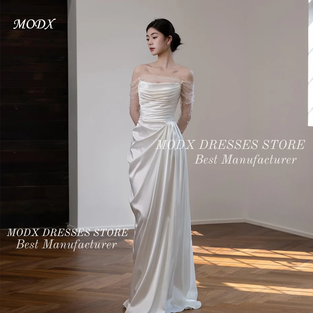 

MODX Elegant Draped Strapless A-Line Wedding Dress Bridal Gown Floor Length Customized Vestidos Novias Boda Women