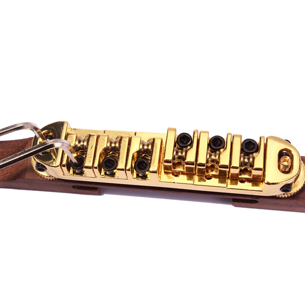 

Golden Rosewood B-22 Jazz Guitar Bridge Adjustable Gold Roller Saddles Self Adjusting Base Guitar Parts Bridge Tailpiece