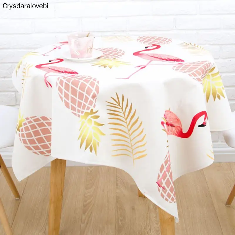 Flamingo Pineapple Print Table Cloth Rectangular Wedding Table Cloth Gold Table Cloths for Events Dining Table Cover Beach towel