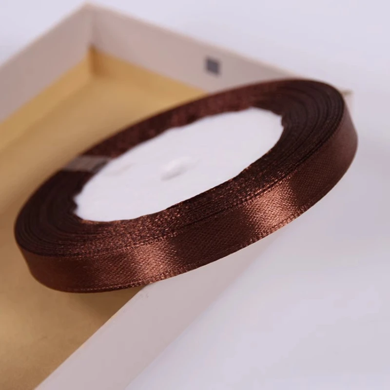 25 야드/롤 6mm ~ 75mm DIY 활 공예에 대 한 어두운 커피 리본 크리스마스 홈 장식 웨딩 선물 포장 의류 액세서리 리본