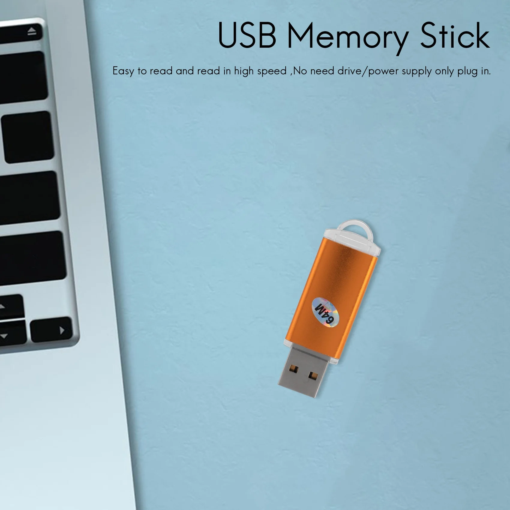 Memory Stick USB para PC e TV, Pen Drive Flash, Disco U, Cor Dourada, Capacidade 64MB