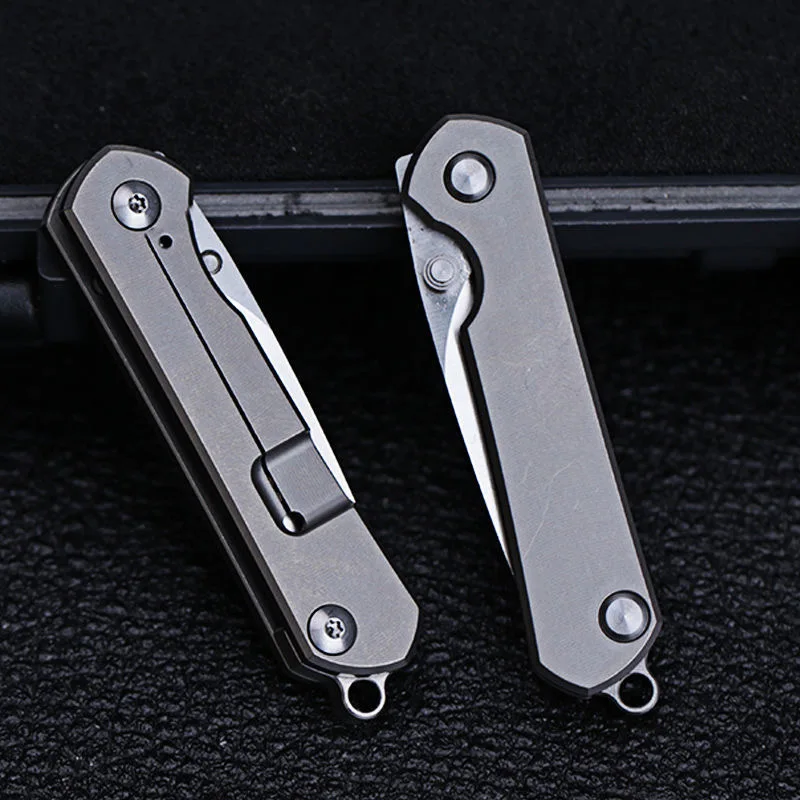 14C28N Steel Blade Titanium Folding Knife High Hardness Foldable Pocket Knife With Keychain Disassembly Express Open Box EDC Too