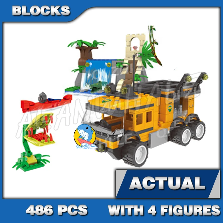 486pcs City Jungle Mobile Lab Waterfall Kayak Venus Flytrap Explorer 10711 Building Block Toys Compatible With Model