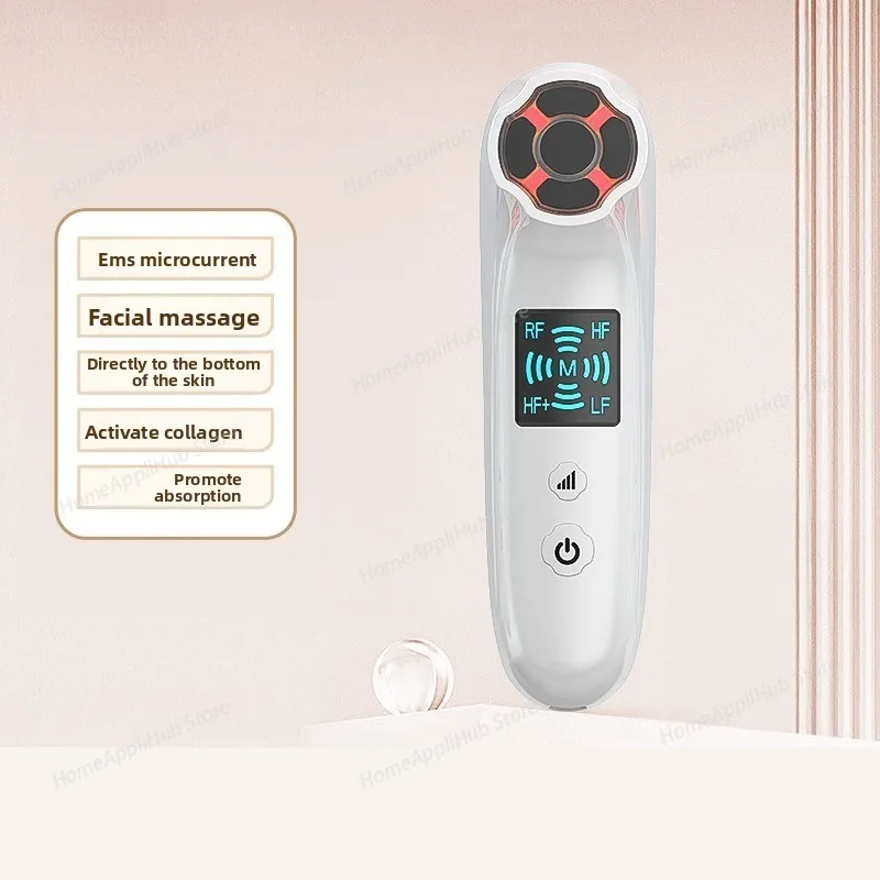 Home Use Facial Massage and Serum Introduction Device- Red Blue Light Beauty Device with Microcurrent & Ultrasonic Technology