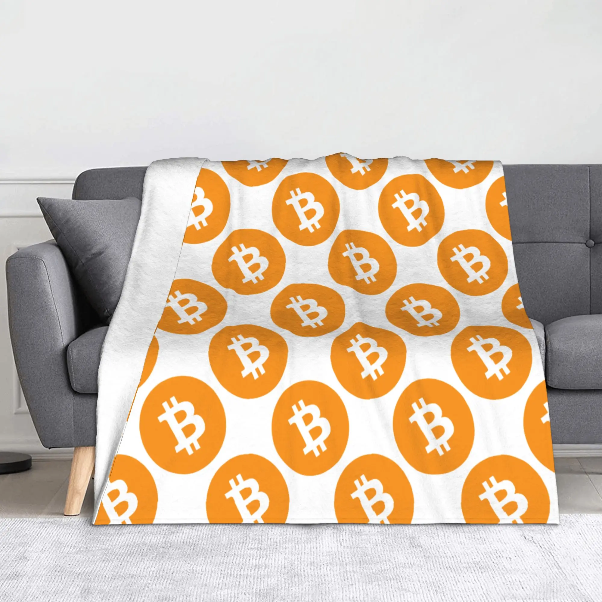 Bitcoin Blankets Flannel Summer Air Conditioning Crypto Currency Multi-function Super Warm Throw Blanket Home Office Bedspreads