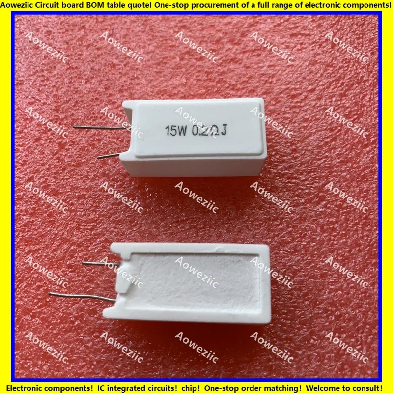 10Pcs 15WR2J 15W0.2ΩJ RX27 Horizontal cement resistor 15W0.2R 15W0.2 ohm Ceramic Resistance precision 5% Power resistance