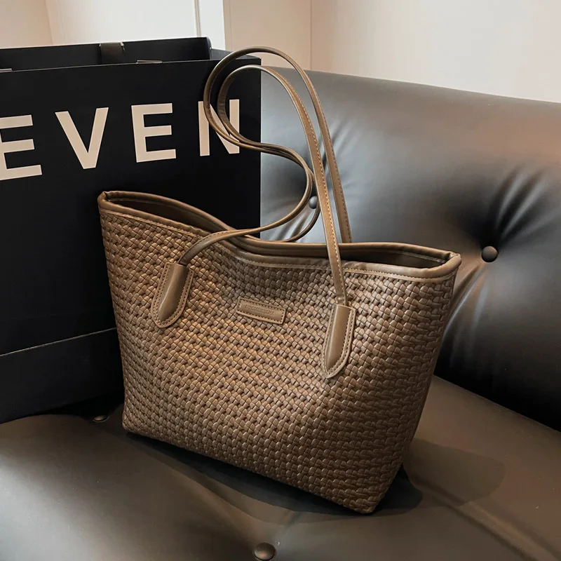 

2025 тканая сумка-тоут с тиснением для женщин, минималистичный кошелек через плечо, модная сумка