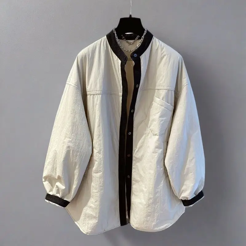 

Autumn and Winter New Women's Down Cotton Jacket Splicing Oversized Windproof Cotton Jacket
