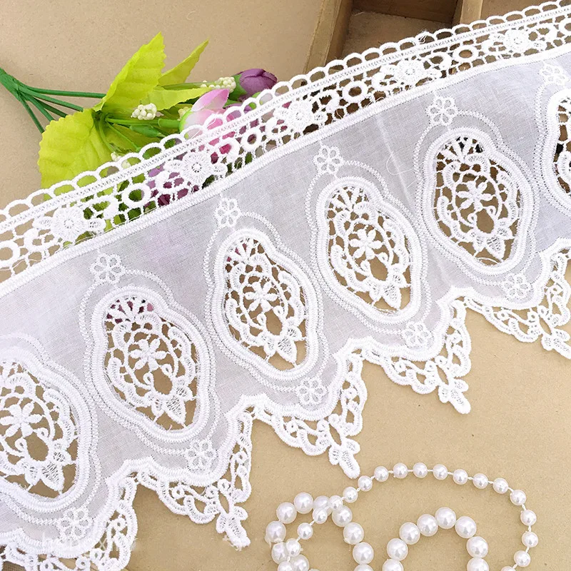 White vintage pattern cotton edge 16.5cm wide cotton garment skirt curtain bedding DIY handmade accessories