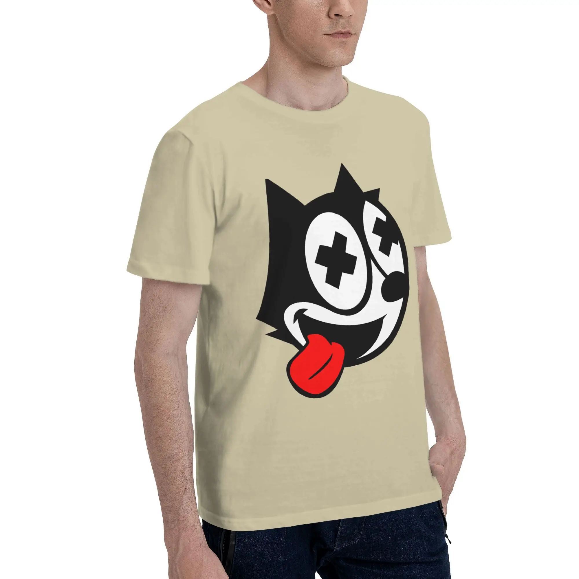 Printed Felixs The cat T Shirt For Unisex  100% Cotton T-shirts Short Sleeve Tops