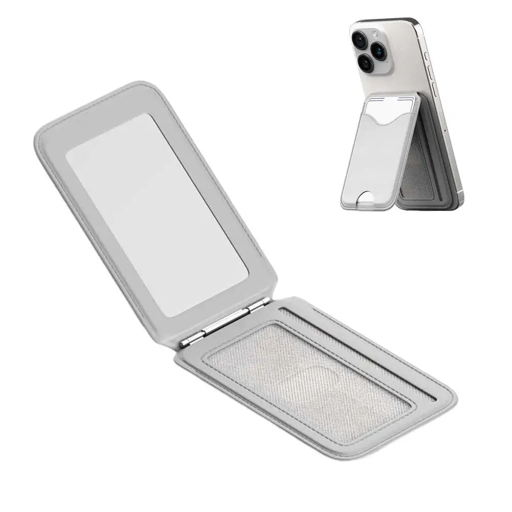 Magnetischer Kartenhalter-Ständer mit Spiegel, Verstellbarer Ständer, PU-Kartenhalter, Handyhalterung für iPhone 17 16 15 14 13 12 – Detail 25