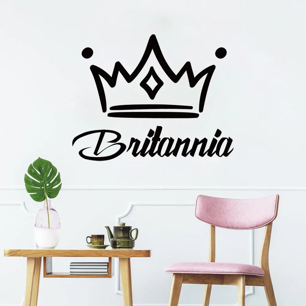 1PC Diy Crown Customizable Text Waterproof Wall Stickers Home Decor For Living Room Decor Vinyl Mural Decal