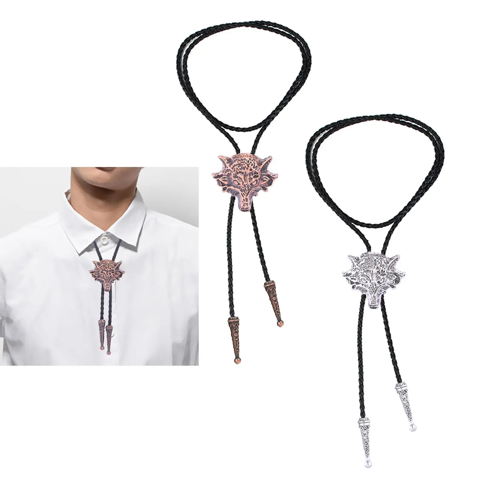 Wolf Bolo Tie for Western Cowboy, Gravata Pingente, Vestuário Acessório, Jóias