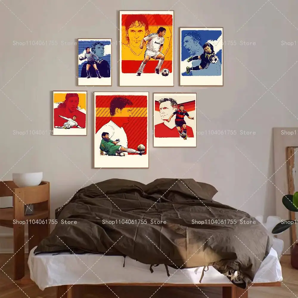 Classic Football Players Figure Poster Self-adhesive Art Waterproof Paper Sticker Coffee House Bar Room Wall Decor
