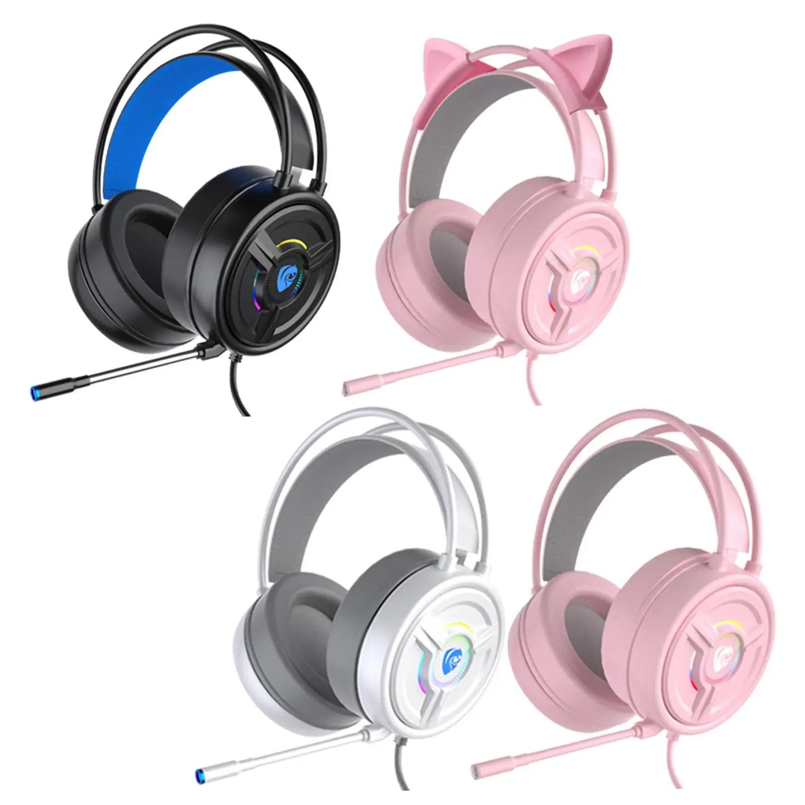 PSH-200 Gaming Headset Headphones LED Light Soft Earmuffs for PC Laptop