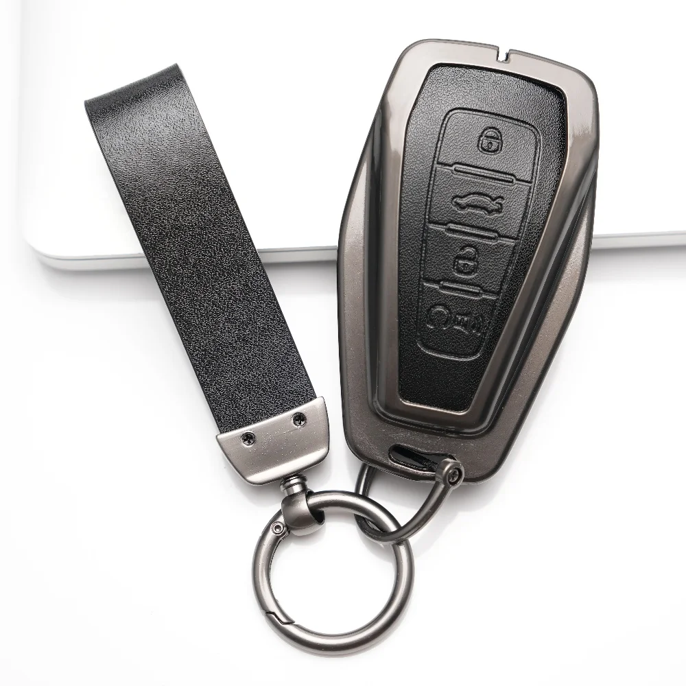 Zinc Alloy Leather Car Remote Key Case Cover for Geely Emgrand X7 EX7 Coolray 2019-2020 Auto Styling Fob Keychain Accessories