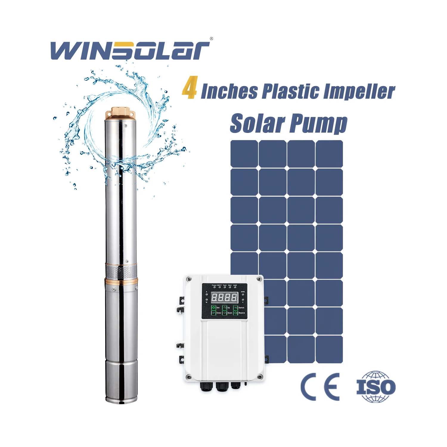 WINSOLAR Solar Pump DC 100m Deep Well Solar Water Pump Submersible Water Pump Solar System for Agricultural Irrigation