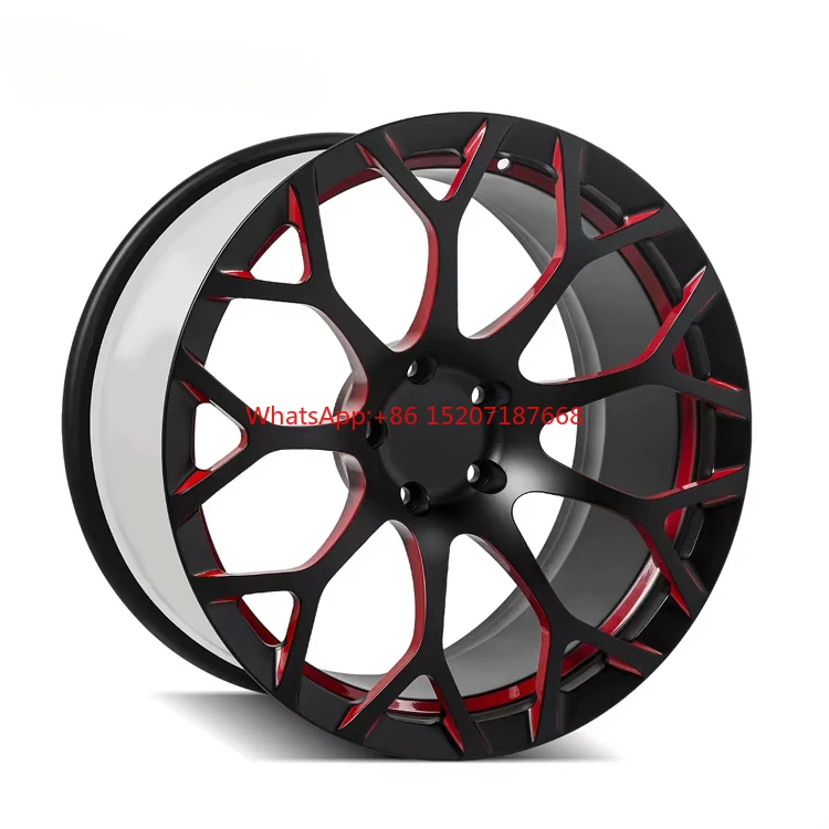 

JOVA Customized Color Aftermarket Offset Rims 20 Inch Black Wheels With Red Rim customizable