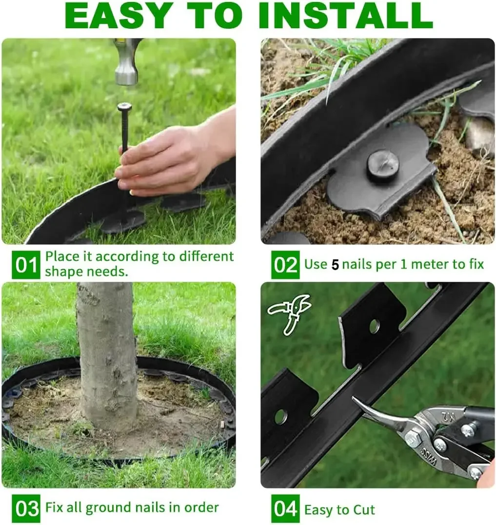 Garden Edging Borders 131FT,Landscape Edging Black[Extra Tall 4IN High] with 200pcs Plastic Stakes, Lawn Edging Flexible DIY