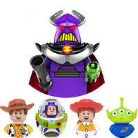 4Pcs/Set Toy Story Buzz Lightyear Woody Demon Zurg Serge Battle Model Building Blocks Enlighten Figure Bricks Toys For Children