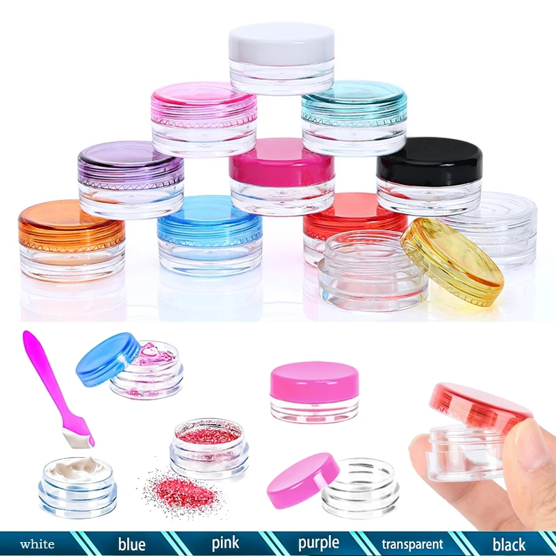 5Pcs 2g 3g 5g 10g 15g 20g Empty Mini Cosmetic Sample Jars Refillable Creams Jar Pots Portable Travel Makeup Eye Shadow Container