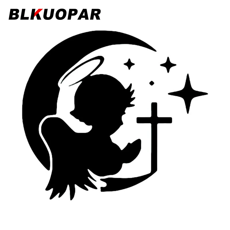 BLKUOPAR Ángel Luna Cruz bebé oración silueta coche pegatina personalidad calcomanía a prueba de arañazos troquelado ventanas maletero accesorios de coche