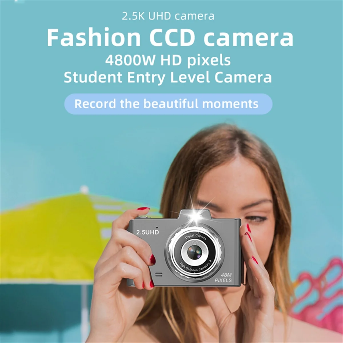 1080P Kid Camera 48MP Dual Lenses 8X Optical Zoom Mini CCD Camera 2.8in TFT Screen Great Gift for Boys Girls