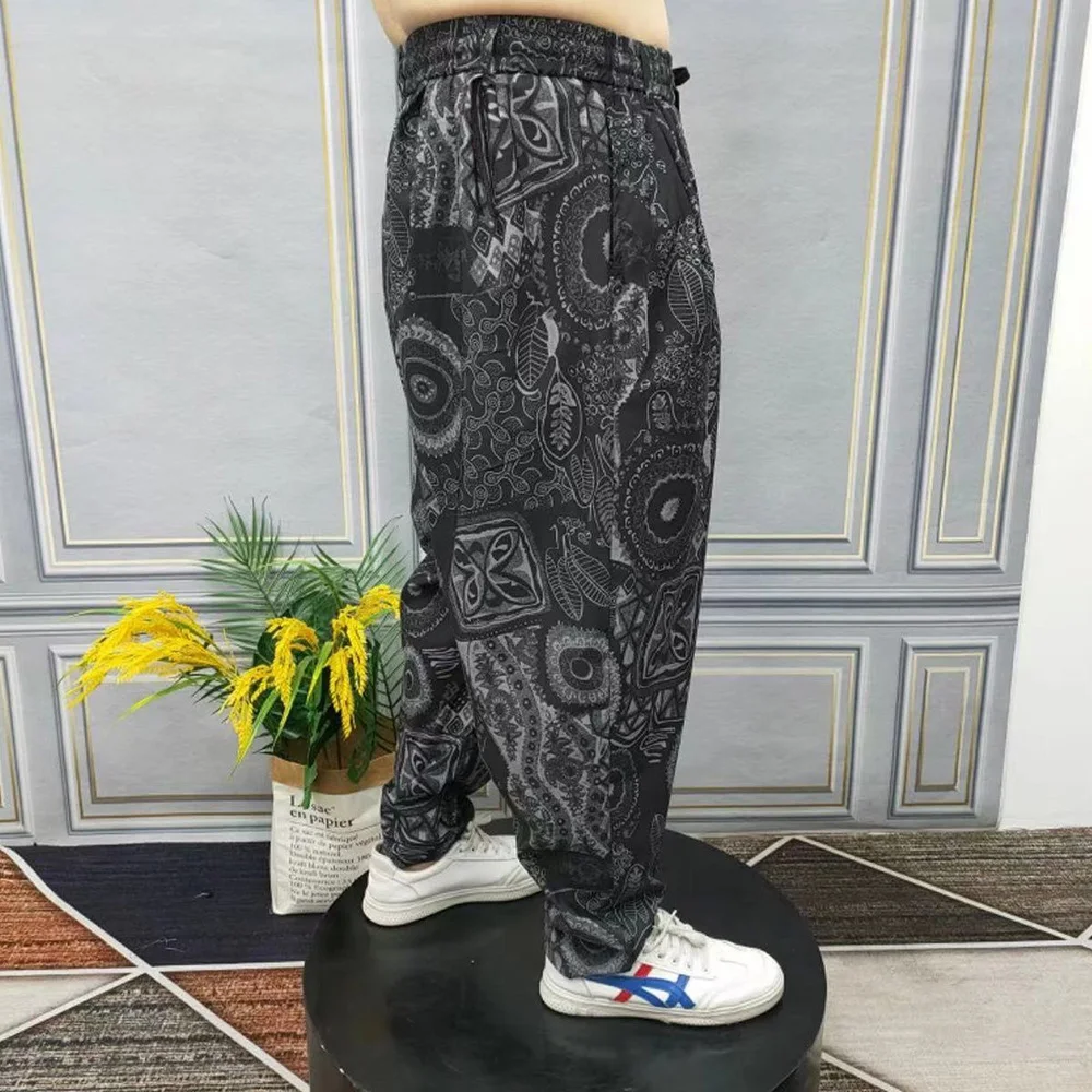 Mens Totem Printed Casual Harem Pants Outdoor Personality Fashion Thin Versatile Loose Soft Trousers Men\'S Clothing Spring New