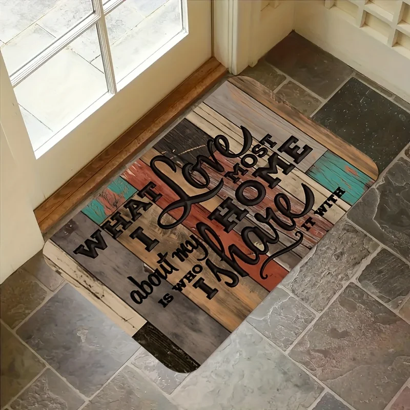 Vintage Wood Grain Welcome Door Mat - Non-Slip Water-Absorbent & Durable for Home Kitchen Bedroom-Perfect for Indoor/Outdoor Use