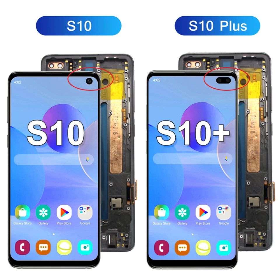Super AMOLED para Samsung Galaxy S10 Plus LCD Display Táctil Digitalizador Ensamblaje para Samsung S10+ G973F G975F Pantalla 3