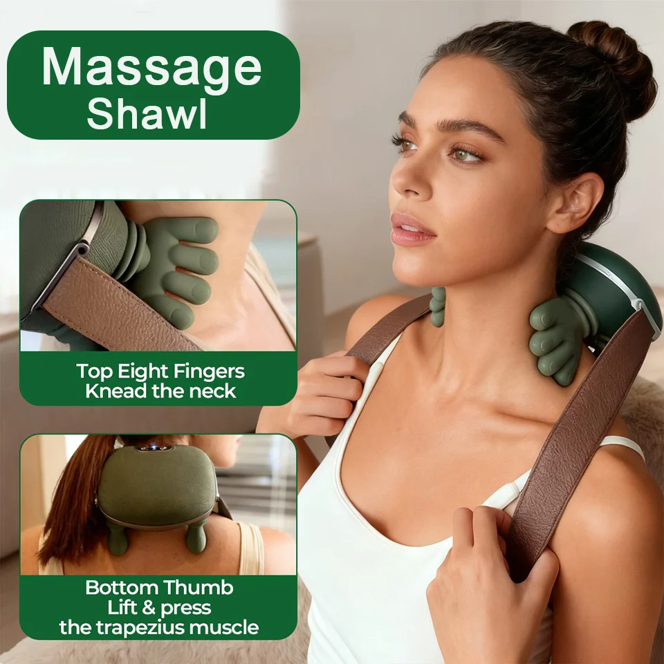 

New Bionic Finger Neck Shoulder Massager Wireless Neck Cervical Trapezius Kneading Massage Shawl Brushless Motor Neck Masajeador
