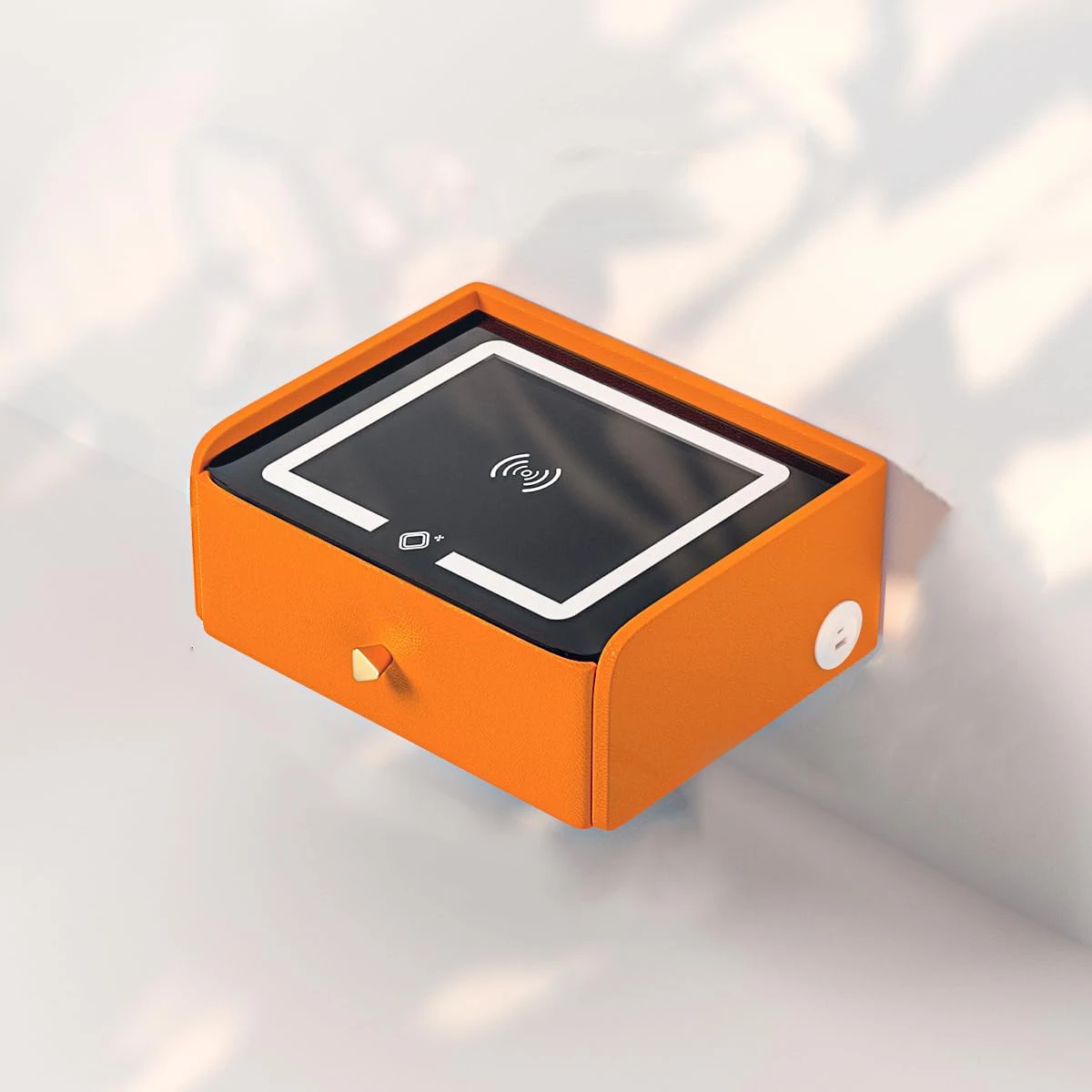 طاولة بجانب السرير ذكية معلقة من الخشب الصلب البسيط الحديث مع رف تخزين بجانب السرير على شكل لوح صخري لغرفة النوم