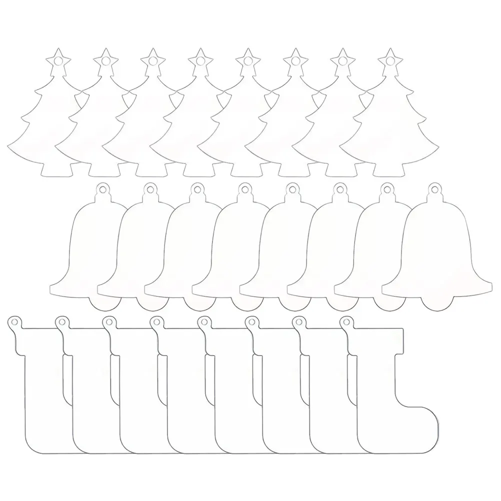 

30pcs Xmas Tree Acrylic Ornament Clear Pendant Transparent Diy Blank Decor Hanging Christmas Tree Pendant For Home Decoration