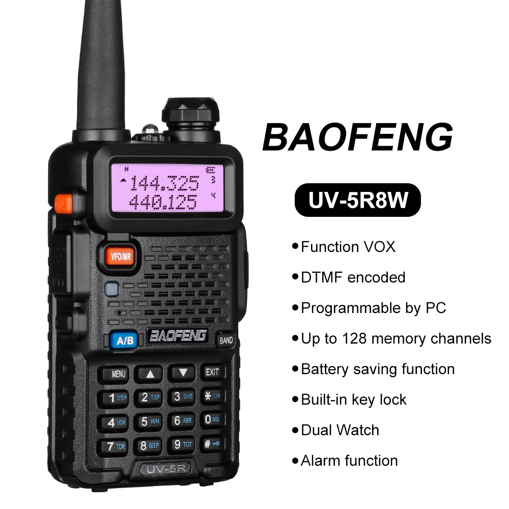 1/2 pçs baofeng uv 5r & programador sem fio 8w walkie talkie portátil rádio presunto banda dupla vhf uhf fm transceptor rádio em dois sentidos