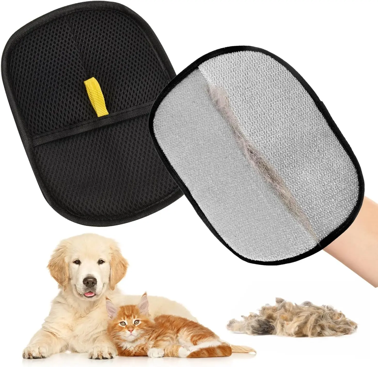 

Pet Hair Remover Gloves (2 Pack) – Electrostatic Grooming Gloves for Dogs & Cats, Double-Sided Deshedding for Furniture, Carpet,