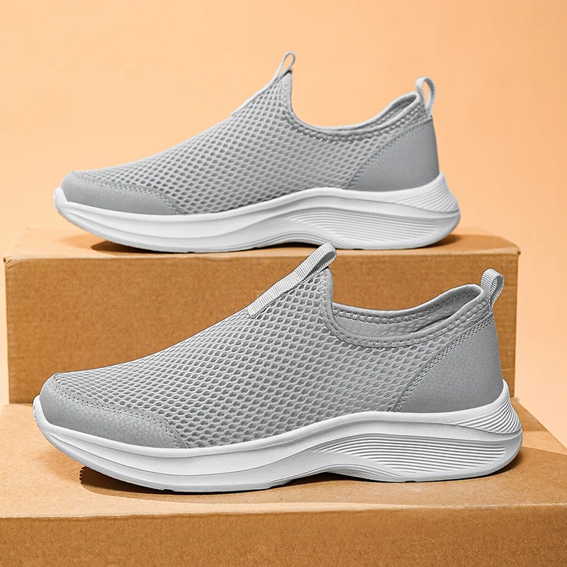 

YRZL Breathable Mesh Walking Shoes for Men High Quality Casual Wear Resistant Flats Sole Loafers Male Slip on Classic Shoes