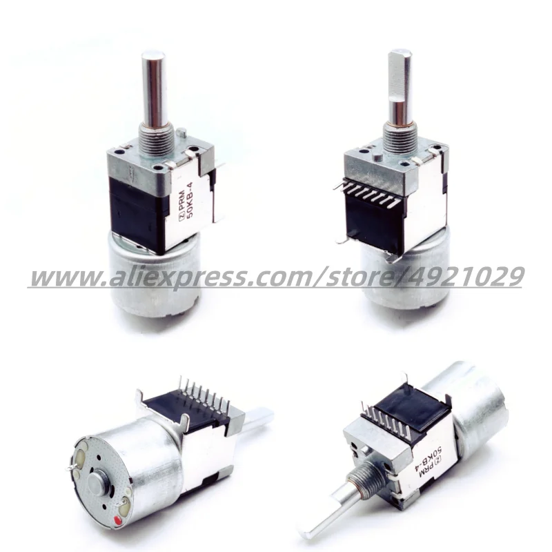 1PCS RK168 Motor Machine Drive Volume Potentiometer 8Pins B50K B100Kx2 Stereo Amplifier Dual Channel Axis Length 25MM Half Shaft