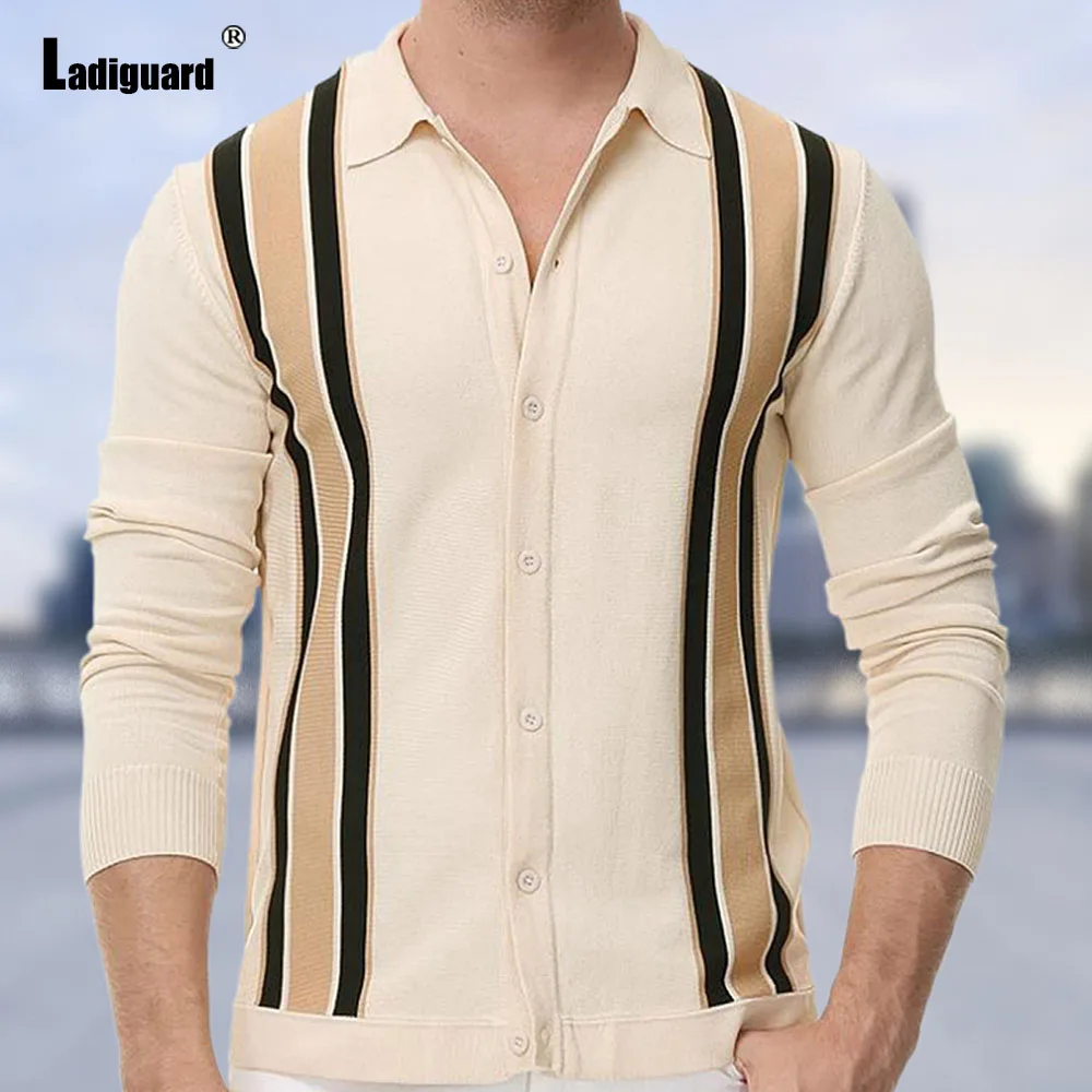 

Men's Knitting Sweaters Long Sleeves Basic Cardigans Male Patchwork Tops Outerwear Lepal Collar Knitted Polo Sweater Jumpers New