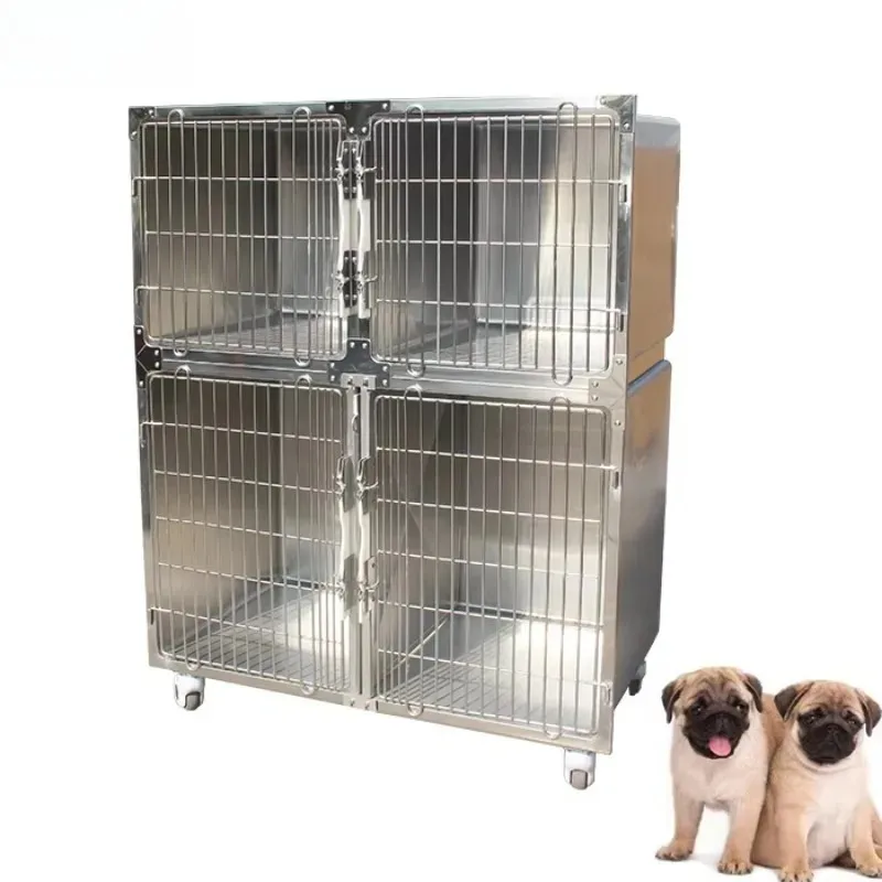 High Quality Kennel Pet Dog Cages Veterinary Cages Stainless Steel Modular Crates Cat Dog Cage 4 Wheels
