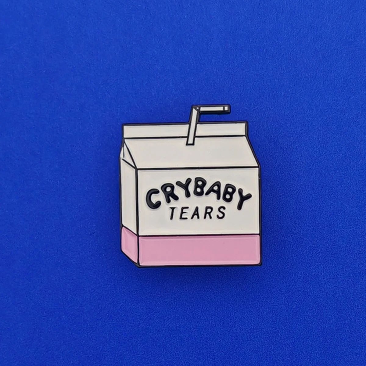 Catuni Creative Beverage Box Enamel Pin Brooch Funny Cry Baby Tears Lapel Lanyard Bag Badge Jewelry Accessories Gifts for Women