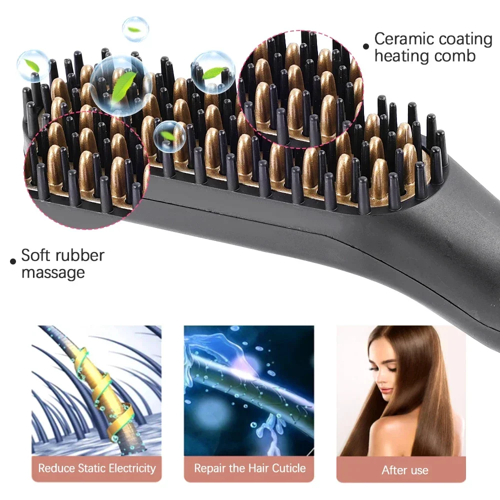 Professionele Haarkam Borstel Baard Stijltang Multifunctionele Haar Rechttrekken Kam Haarkrultang Snelle Verwarming Styling Tools