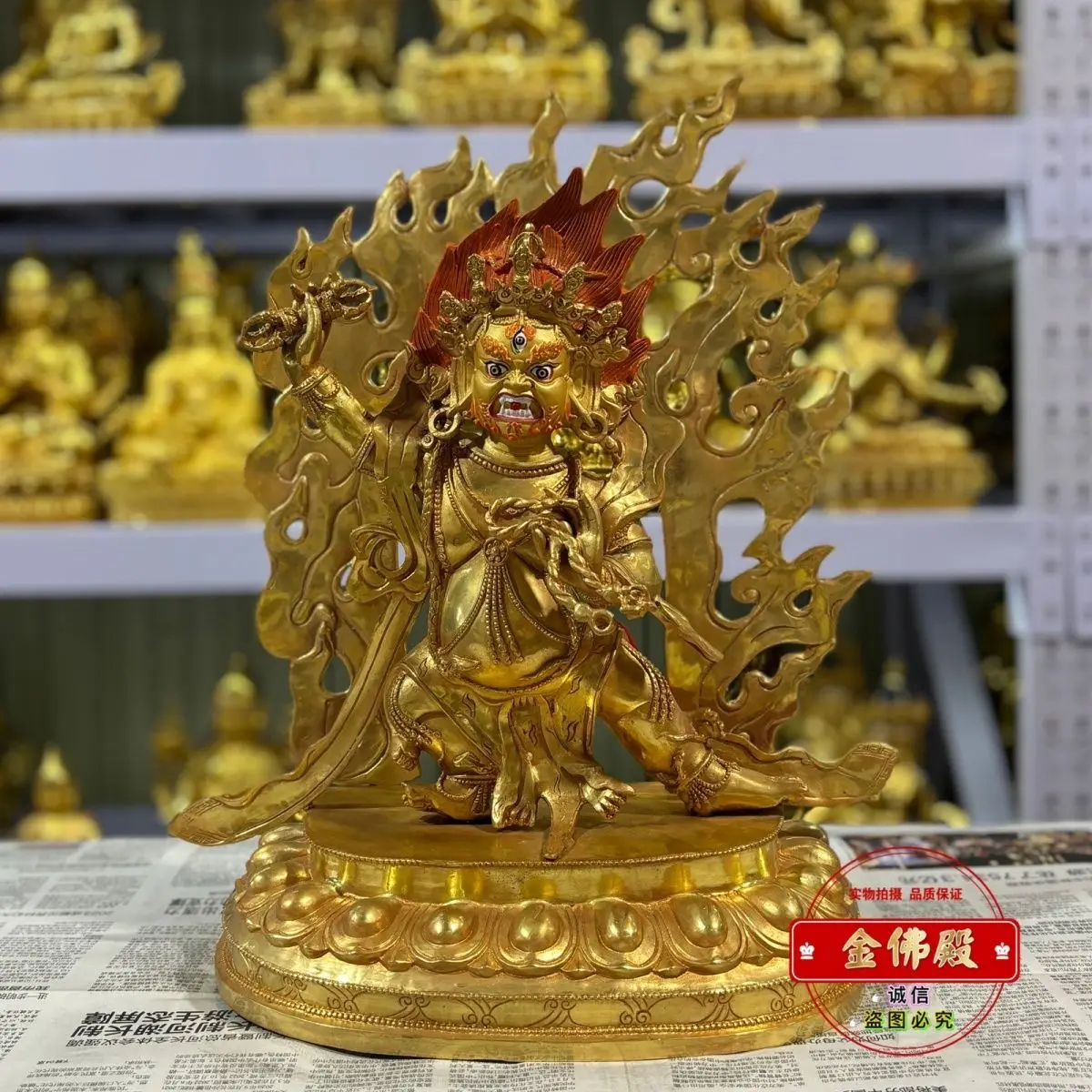 Vajra Hand Bodhisattva One Foot Five High Pure Copper Gilt Buddha Statue Ornament Tibetan Copper Statue Tantra Home Buddha Hall