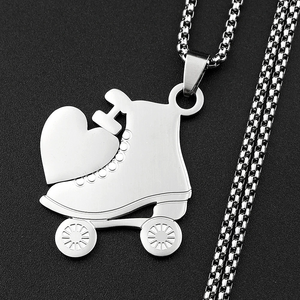 I Love Roller Skates Sympol-Kette für Damen und Herren, Edelstahl, goldfarben, Sport, Femboy, Egirl, Design, Anhänger, Halskette, Schmuck – Detail 4