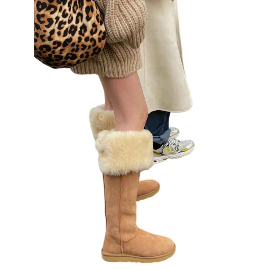 2025 الشتاء المرأة فروي مكبل الثلوج الأحذية الصوف اصطف طويل العجل الأحذية سميكة الركبة عالية العجل الثلوج الأحذية #6