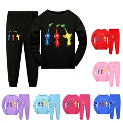 Pikmin 4 Costume Kids Long Sleeve Pajama Sets Baby Girls Long Sleeve Tshirt Pants 2pcs Sets Boys Casaul Sleepwear Children's Set