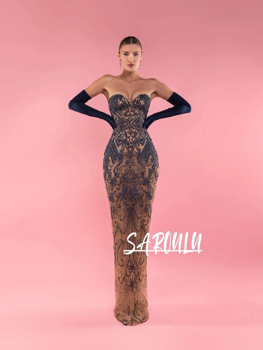 

Вечернее платье без спинки с бисером, прямого кроя, роскошное, из прозрачной сетки, в пол, для выпускного вечера, вечеринки, для женщин, для гостей на свадьбу, для официальных мероприятий