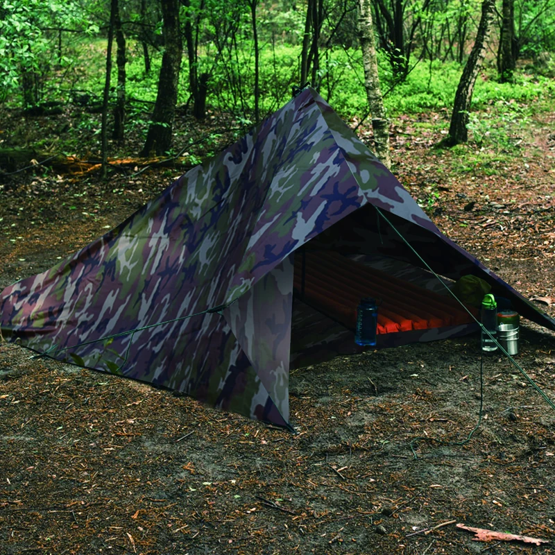 3x3m Awning Waterproof Tarp US Woodland Camo Camping Tent Shade Tourist Beach Sun Shelter Ultralight