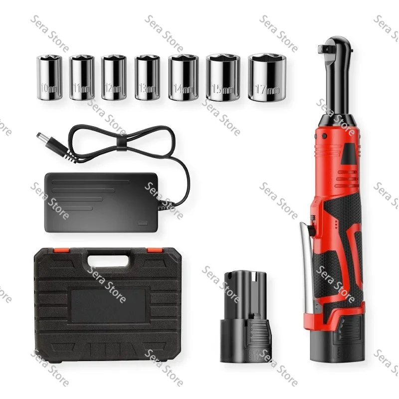 100N.m 18V Lithium Battery Rechargeable Electric Wrench Portable 3/8 Ratchet Wrench 90 Degree Power Tool Wrench Repair Tool